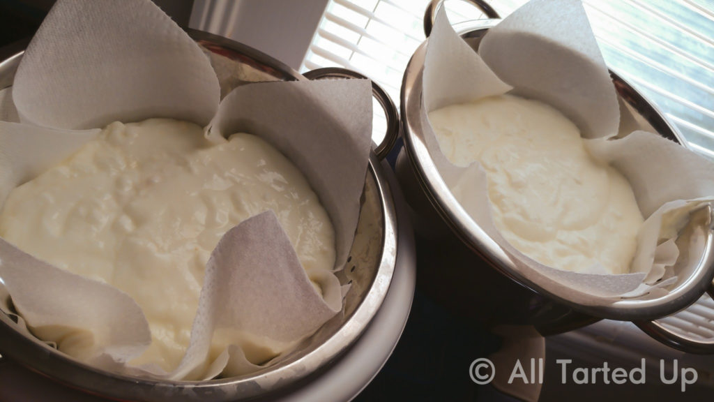 straining the yogurt